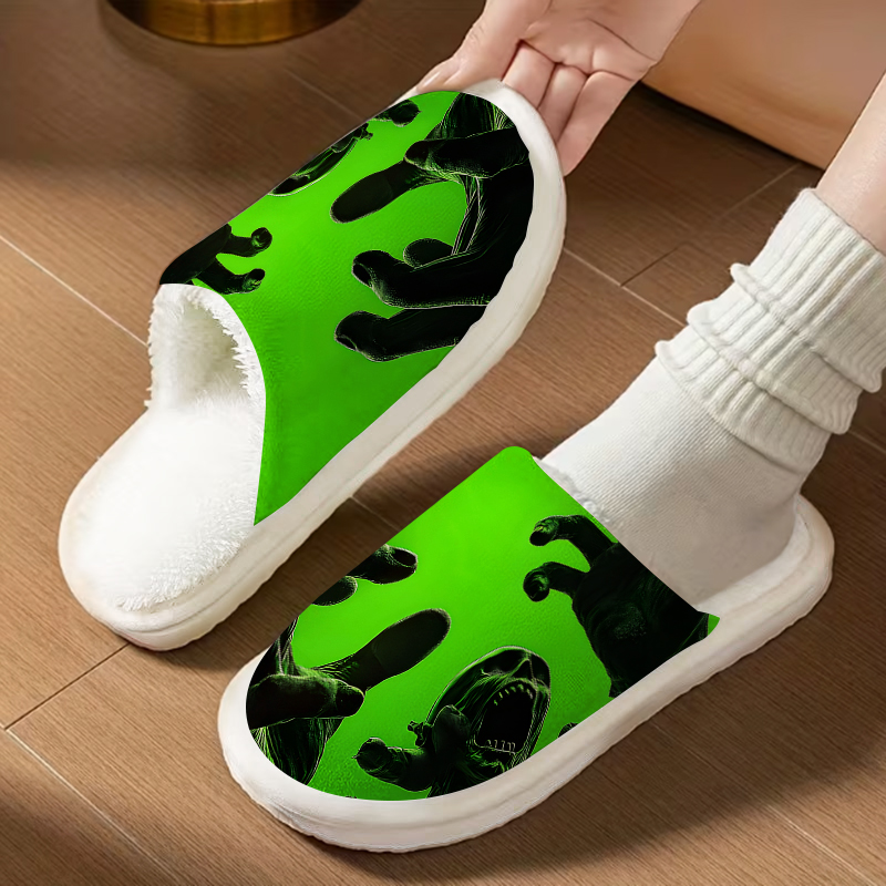 グリーンゾンビハンドラグジュアリープラッシュスリッパ メンズ - Women'S Shoes Hands Free のレビューと価格