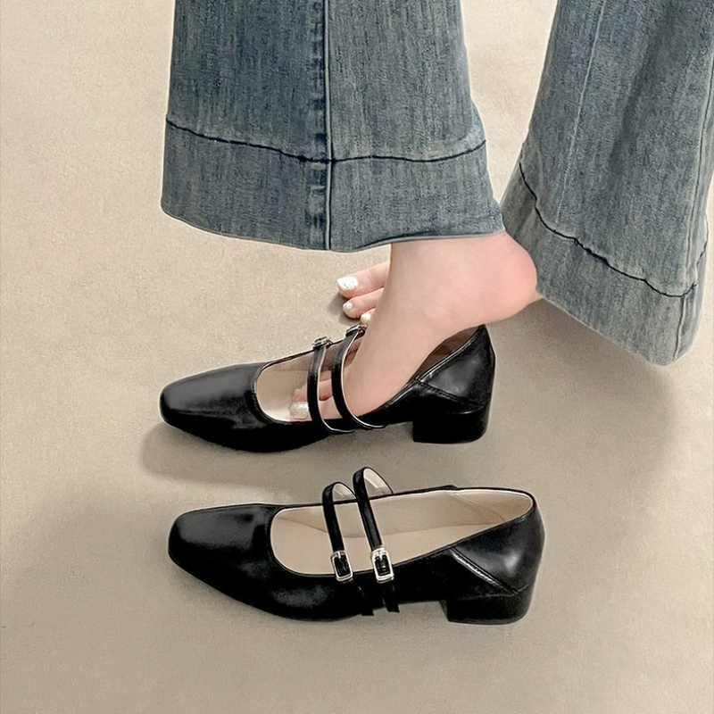 スクエアトゥローヒール女性銀色メリージェーンシューズファッシ - Shoes Women Pumps のレビューと価格