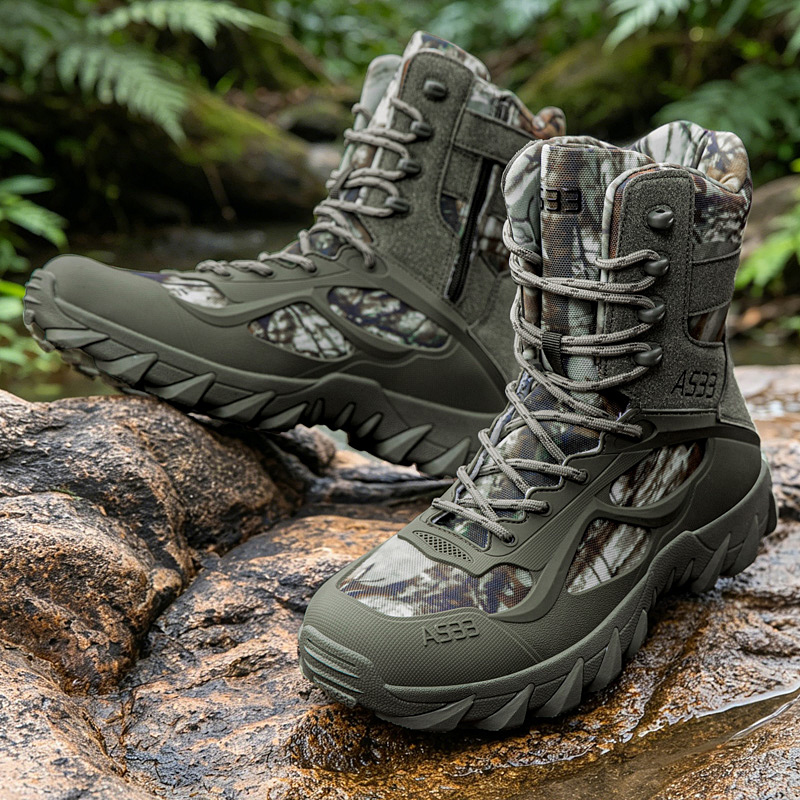 男性の戦術的なブーツ屋外超軽量安全足首通気性男性軍ブーツレー - Suede Ankle Boot のレビューと価格