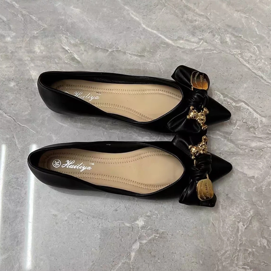 レディースフラットシューズ、浅めヒール、ボウ付き、滑り止め、 - Women Shoes Quick Delivery のレビューと価格