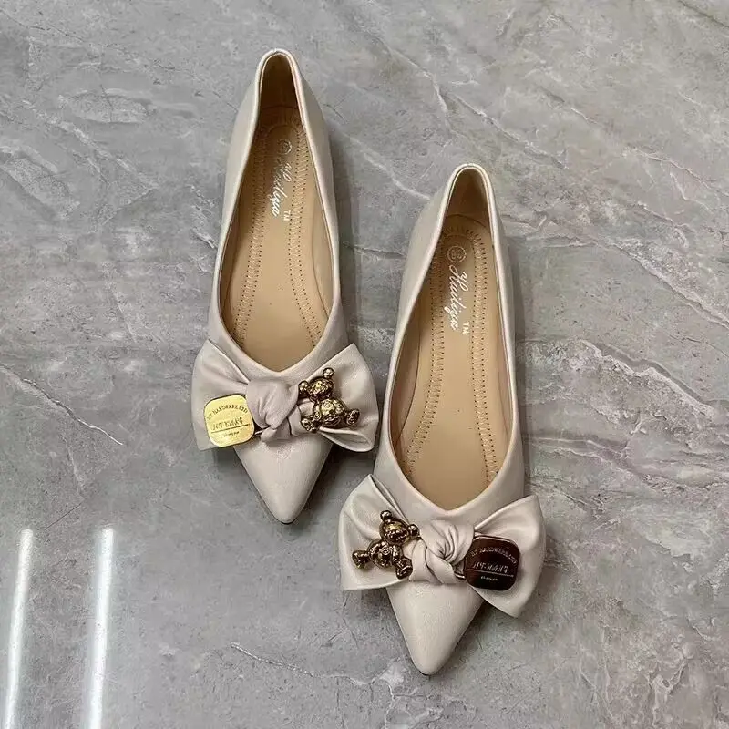 レディースフラットシューズ、浅めヒール、ボウ付き、滑り止め、 - Women Shoes Quick Delivery のレビューと価格