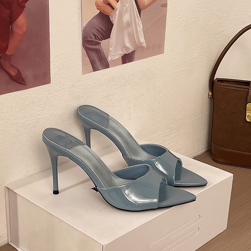 レディースブルーミュール、オープントゥハイヒールシューズ、ポ - Women'S Shoes Size 40 In Us のレビューと価格