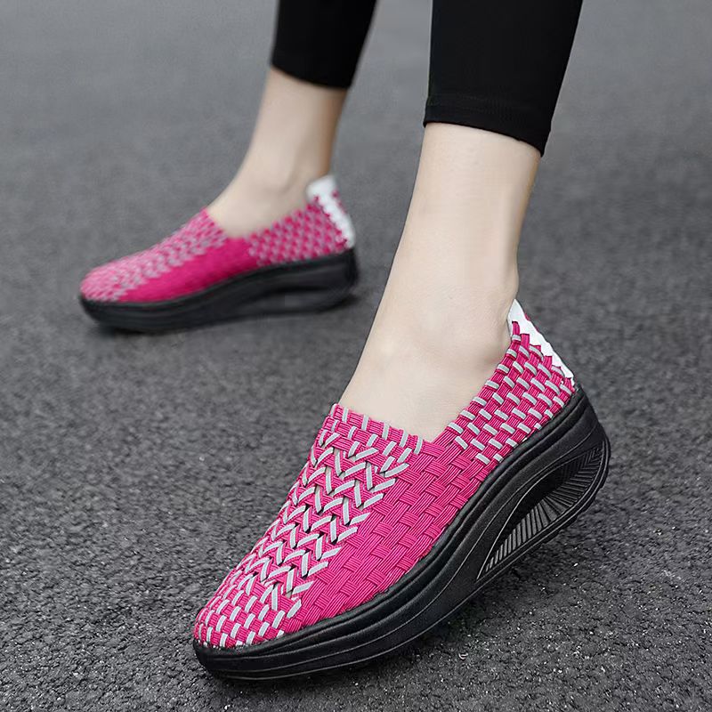 女性用ハンドメイドウェッジカジュアルシューズ 厚底 滑り止め - Women'S Shoes Hands Free のレビューと価格