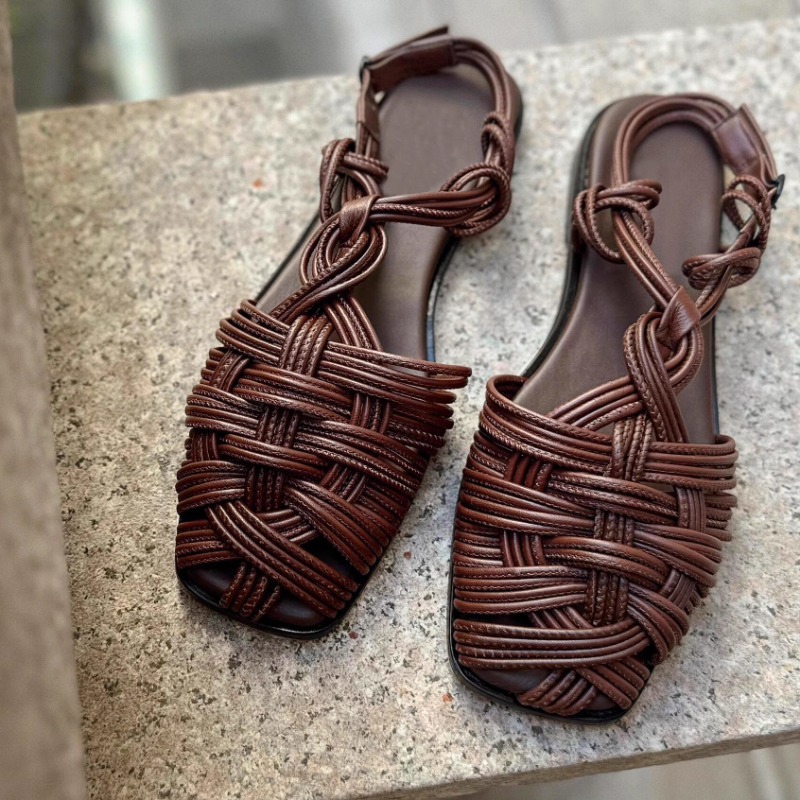 ヴィンテージ手織り平底ローマンサンダル女性用靴 2026 夏 - Women'S Shoes Hands Free のレビューと価格